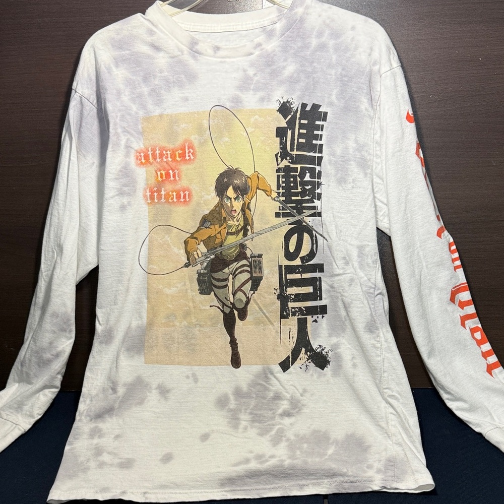Ripple Junction Kids Long Sleeve Attack on Titan Shirt - White and Orange